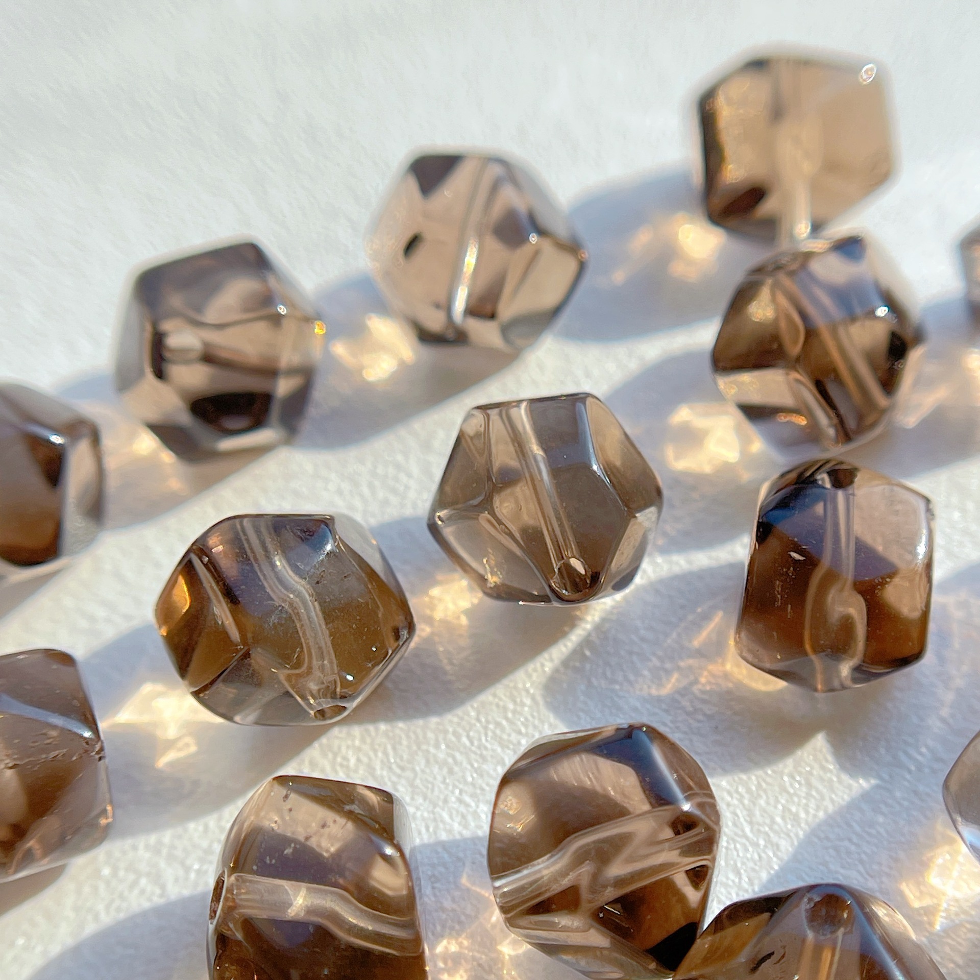 Natural Tea Crystal DIY Jewelry Accessories Single Beads Accompanying Faceted Loose Beads Spacer Crystal Jewelry Bracelets with Beads
