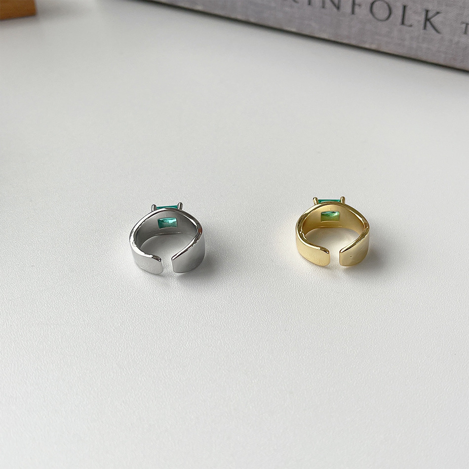 Fashion Square Copper Plating Inlay Zircon Open Ring 1 Piece