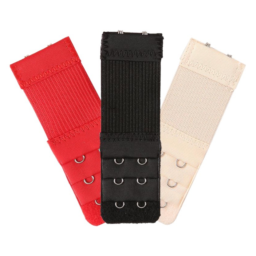 Extended Bra Strap with Three Rows of Hooks, Elastic Bra Extender with Two Hooks Per Row