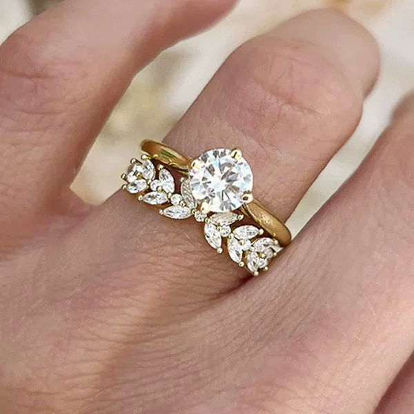 Cao Shi Live Proposal Wheat Ears Geometric Design Pair for Women Exquisite Light Luxury High-End Ring Fashion Engagement Accessories
