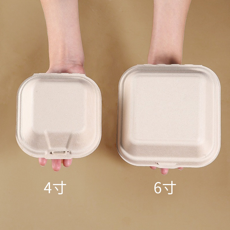 使い捨て弁当箱パルプハンバーガー箱ネット赤弁当ケーキ箱正方形絵紙弁当箱包装販売箱|undefined