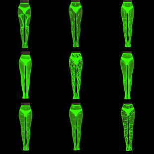 Fluorescent European and American Pantyhose Luminous Fishnet Stockings Green Sexy Tattoo Lace Body Jacquard Lace Hollow Socks