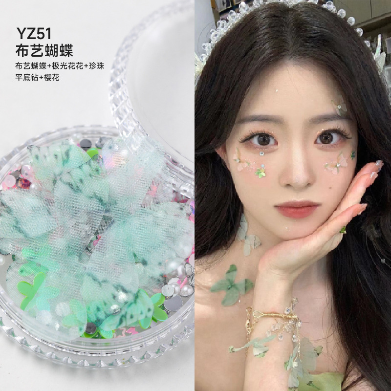 Decoraciones faciales maquillaje de ojos de novia maquillaje de escenario para niños pegatinas especiales cara lentejuelas lágrima diamante mariposa perla al por mayor