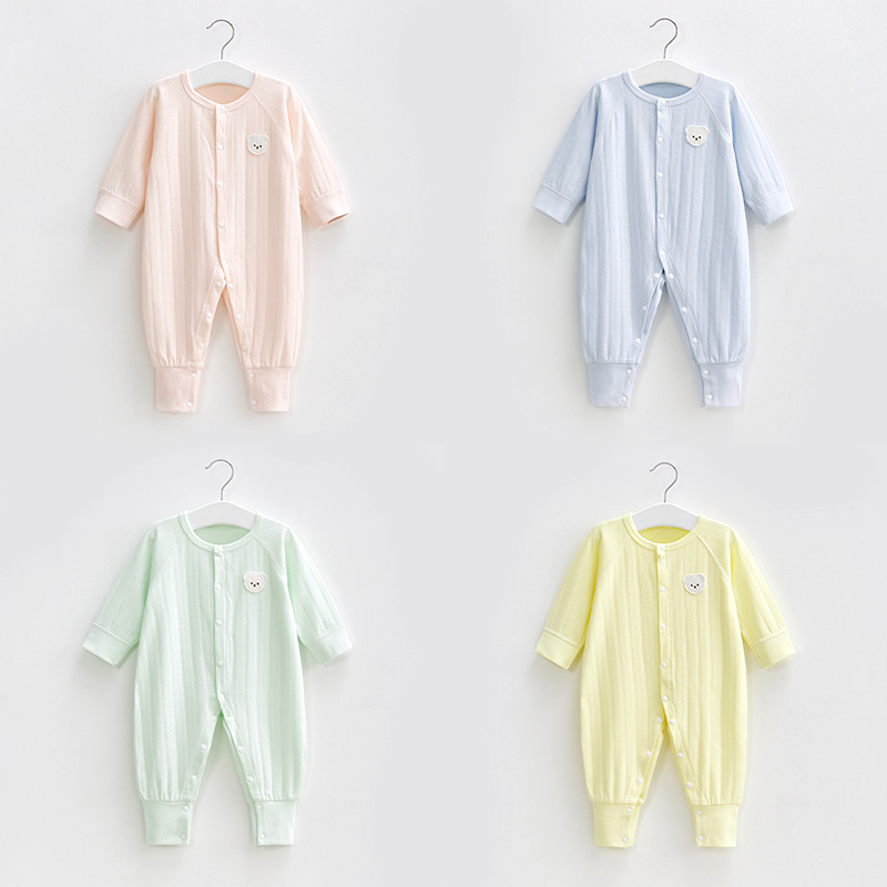 Ropa de bebé recién nacido para primavera y otoño, pelele fino de manga larga de algodón puro para bebés, mono unisex para bebés.