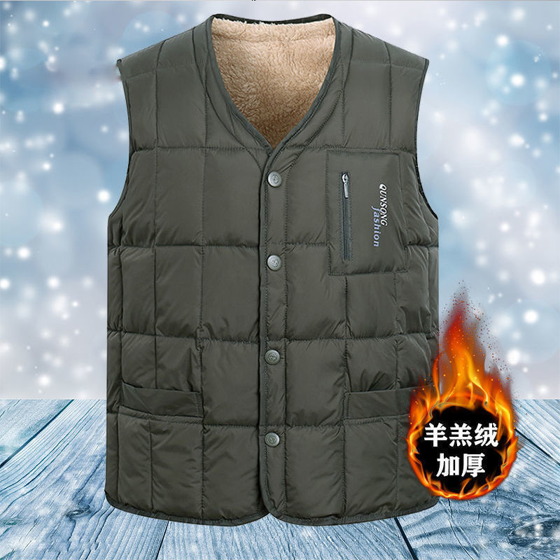 chaleco de hombre de mediana edad chaleco caliente chaleco sin mangas para hombre con algodón y camisa gruesa de caballo hombro