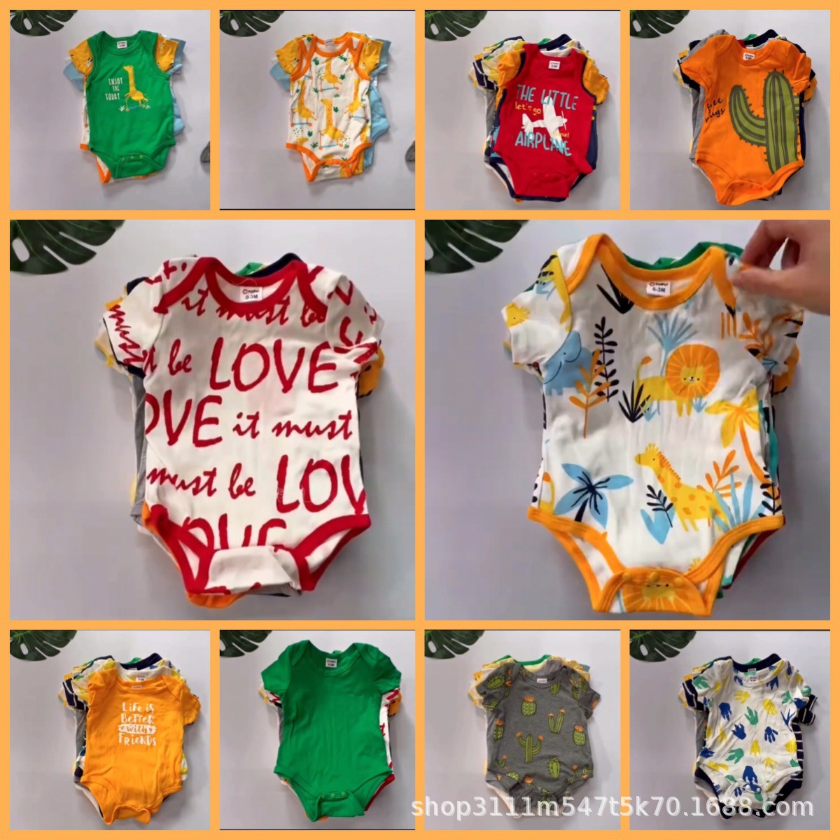 Comercio extranjero transfronterizo marca patpat hombre y mujer bebés de manga corta triángulo unido ropa de escalada mixta estilo misceláneo cola