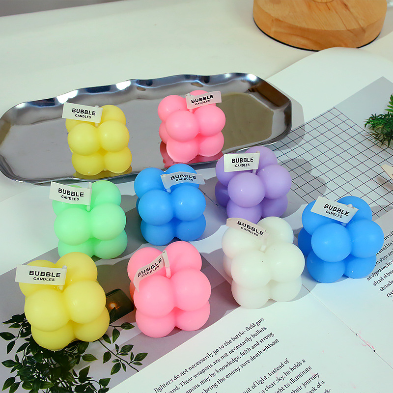 Bubble cube lys håndlavet aromaterapi duftlys gave til hjemmet_voghion.com