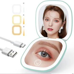 Compact Mirror Lighted Travel Makeup Mirror with 1X/5X���y�R