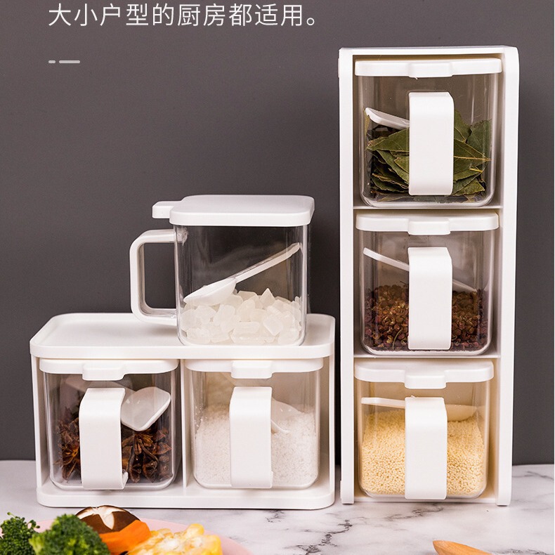 调料盒厨房用品组合套装多格收纳盐味精瓶盐罐罐子家用壁挂调味罐|undefined