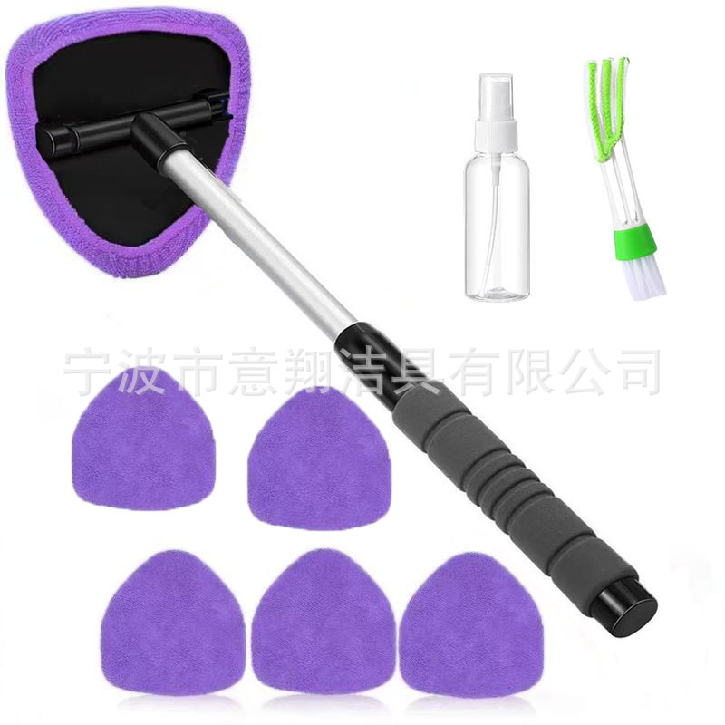 Car cleaning tools: Qìchē Car Windshield Cleaning - 1-set-b-style-eva-cover-6-purple-cloth-covers-1-100ml-bottle-1-detail-brush