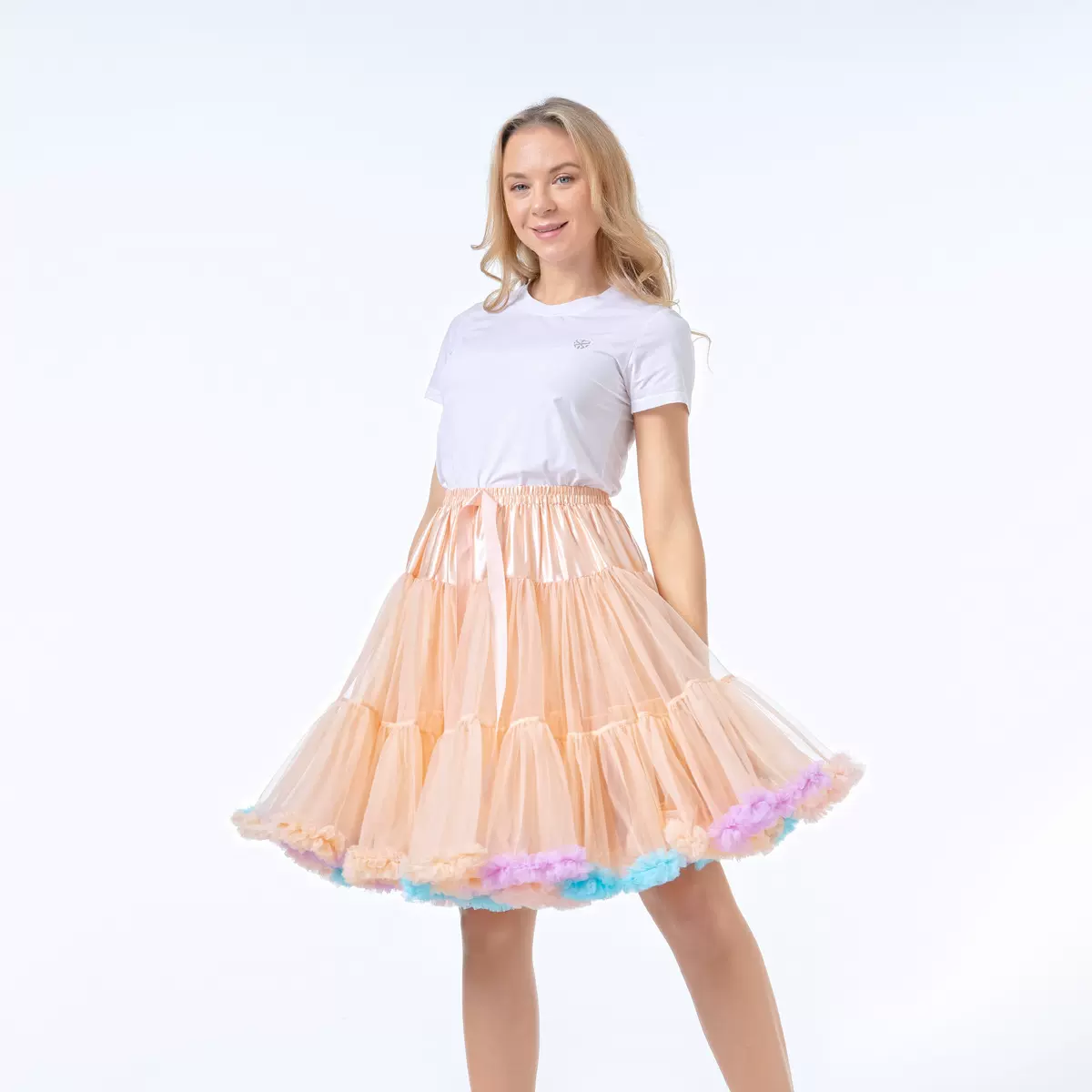 菲鸽加长锦纶成人版蓬蓬裙 无骨软妹网纱裙百褶舞蹈芭蕾tutu裙撑