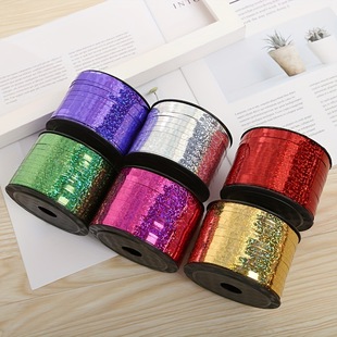 Cross-border 100 code laser ribbon balloon rope color ribbon plastic tie wire gift packaging belt manufacturers wholesale