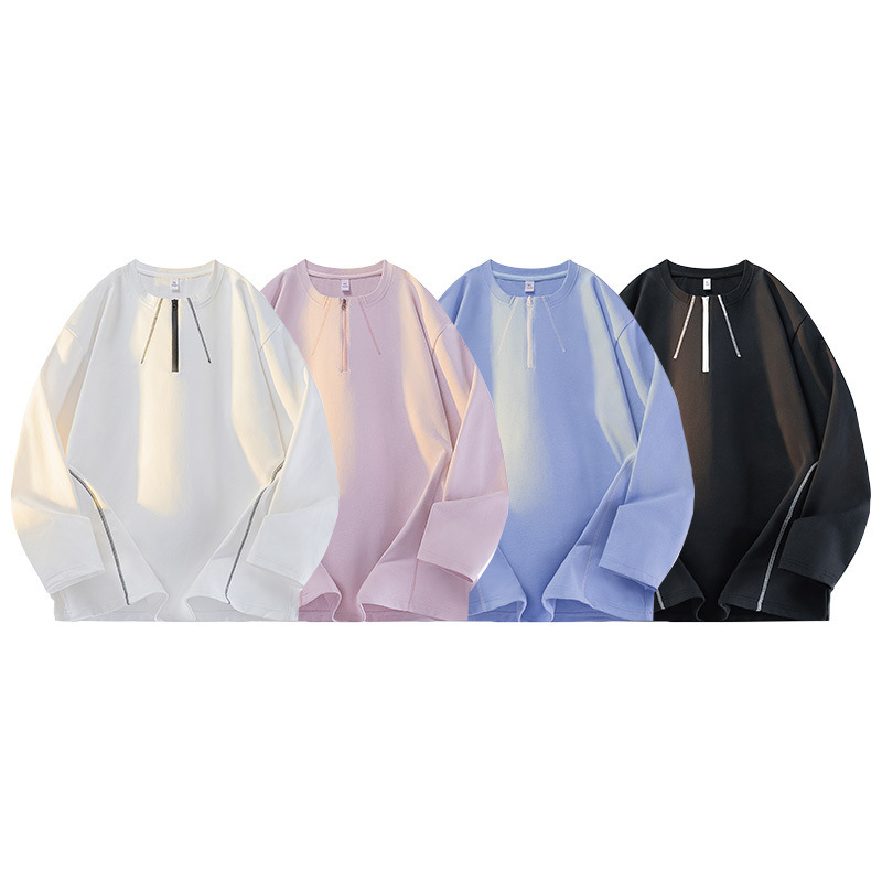 Wholesale American Heavyweight Boxy Round Neck Sweatshirt Men's Spring and Autum 2025 Loose Casual Hooded Long-Sleeved T-Shirt Men