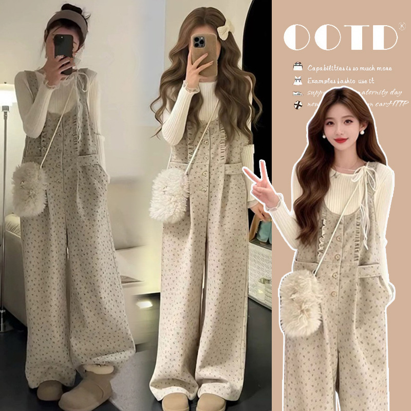 2026 Spring New Design Loose-Fit Top and Overalls Casual Two-Piece Set for Pregnant Women
