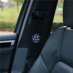 Car Seat Belt Shoulder Cover Embroidered Camellia Car Seat Belt Cover Comfortable Plush Car Interior Supplies for Women