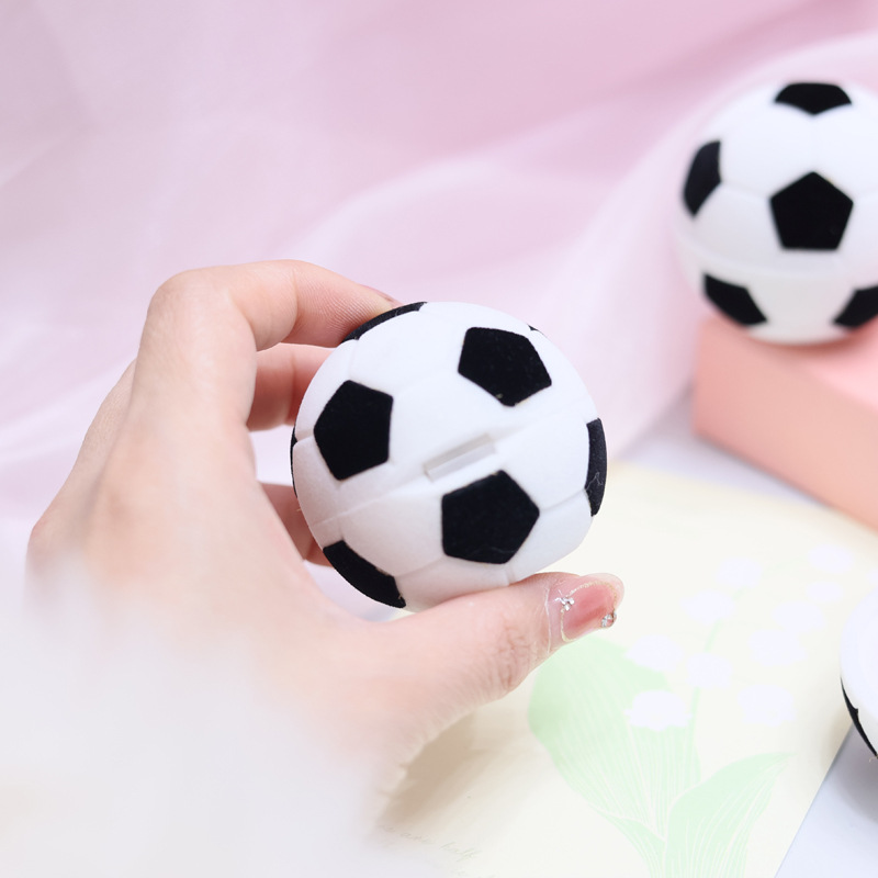 64g Weight Jewelry Boxes Classification 1 Piece Quantity Holiday, Daily Occasion Flocking Plastic Embryo Material Football Pattern Casual, Simple Style Style Casual Simple Style Football Flocking Plastic Embryo Jewelry Boxes 4