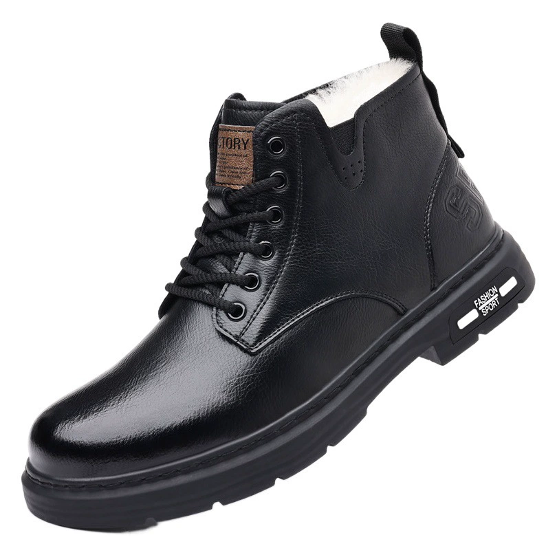 Зимние теплые ботинки Martin мужские бархатные новые ботинки на шнуровке ретро мужские высокие тренды кожаные хлопковые ботинки