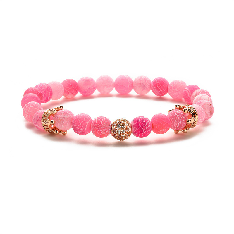Cruz-frontera deseo caliente venta cobre micro-incrustaciones pulsera de oro rosa al por mayor cristal Rosa Fenghua Moonstone joyería pulsera