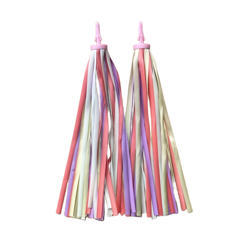 Equilibrio coche scooter manillar cinta para niños decoraciones de bicicleta cinta de color borla correa de pico campana de coche