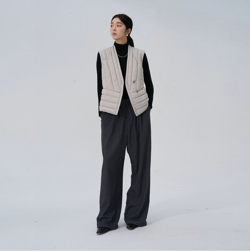 2025新款现货 女式 时尚休闲V领羽绒马甲|undefined