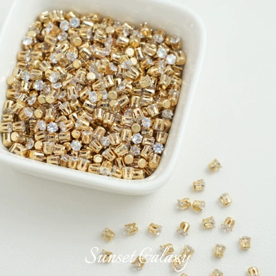3/4/5mm18k crown claw drill gold plated zircon beads round beads handmade diy bracelet necklace accessories material (Zərgərlik ara hissələri) - 3mmwhite-30-pieces