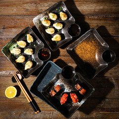 日式創意餃子盤陶瓷盤帶小碟菜盤子早餐盤西餐盤家用平盤餐廳餐具