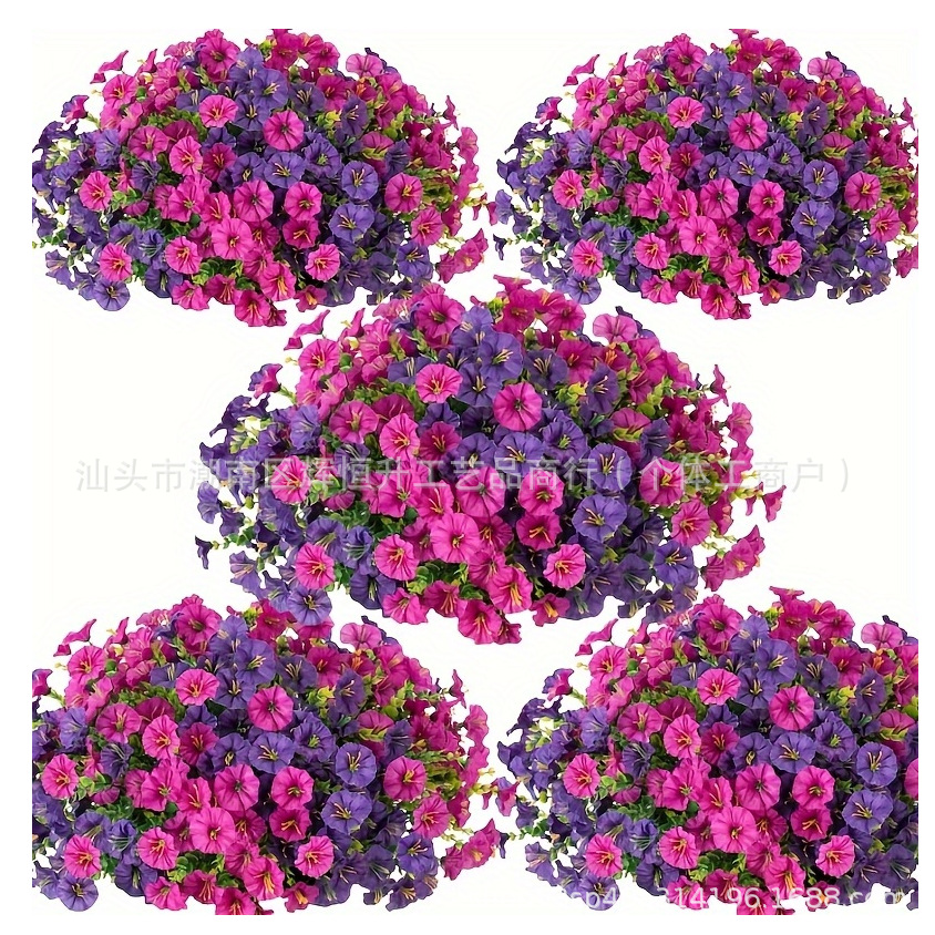 국경 간 아마존 시뮬레이션 7 갈래 유칼립투스 나팔꽃 홈 꽃다발 디스플레이 테이블 장식 가짜 꽃