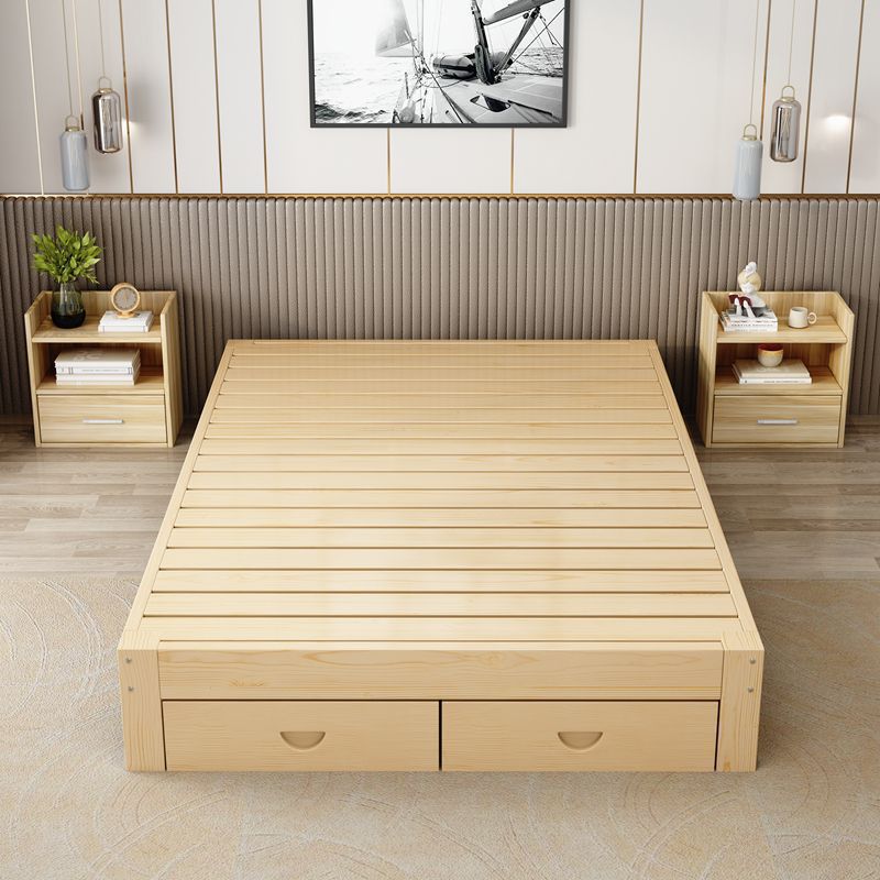 Solid Wood Bed 1.8m Double Bed Tatami Bed Frame Modern Simple 1.2 Simple Single for Rental Housing