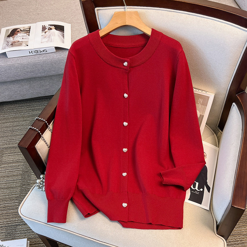 200/ 150kg Plus Size Women's Bust 150/160 Loose Cardigan Sweater Knitted Jacket 175kg -8507