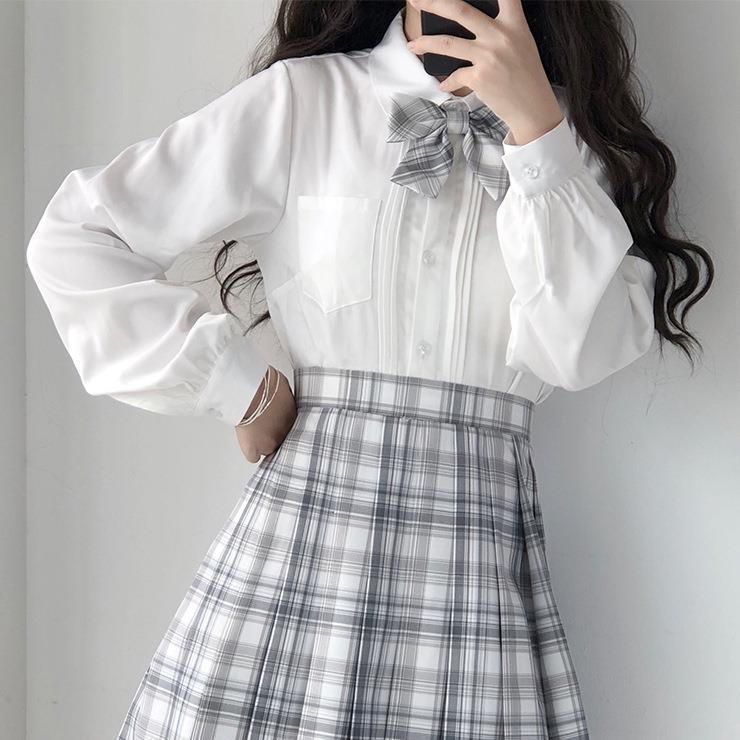 Camisas básicas originales blancas mangas cortas mangas largas cuello agudo cuello redondo JK camisa uniforme 6257
