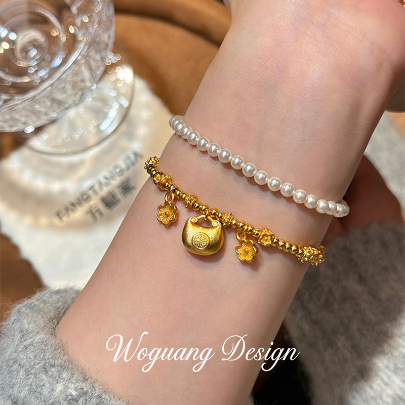 Jinfuying Wristband~24K Real Gold Electroplated Flower Bracelet, New Chinese Style Light Luxury Versatile Bracelet, Fashionable and High-End Jewelry Jinfuying Wristband~24K Real Gold Electroplated Flower Bracelet, New Chinese Style Light Luxury Versatile Bracelet, Fashionable and High-End Jewelry
