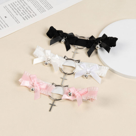 Japanese Style Bow Cat Bell Leg Ring Personalized Punk Cross Thigh Accessories Jewelry for Women