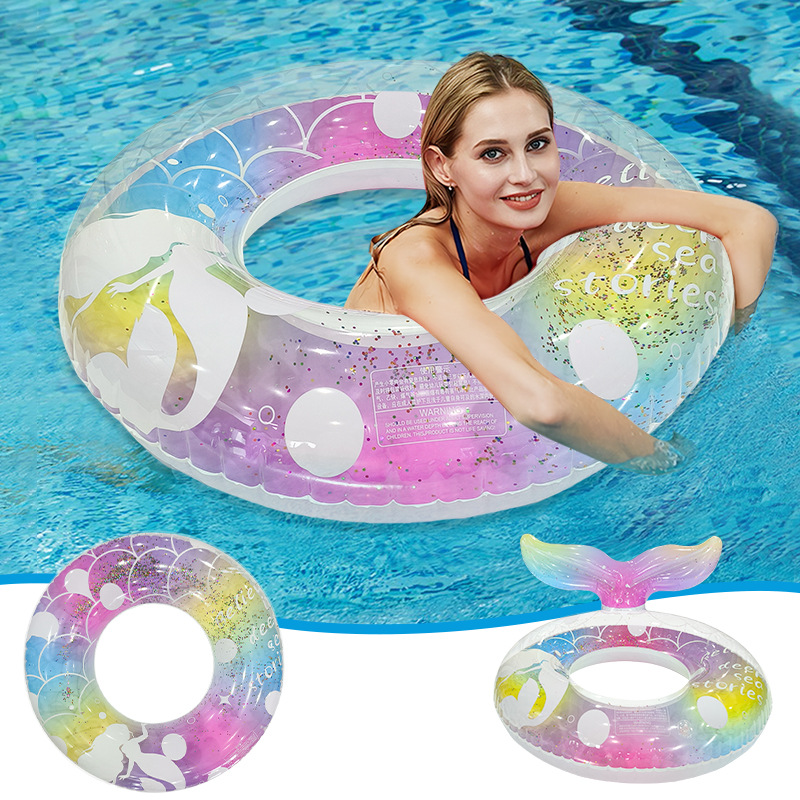 Cartoon Eco-Friendly Thick PVC Colorful Glitter Outdoor 6-10 Years Old Inflatable Underarm Ring Children Mermaid Swim Ring