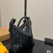 M家牛角包流浪包小号经典印花Hobo斜跨包手提单肩腋下包女士包包