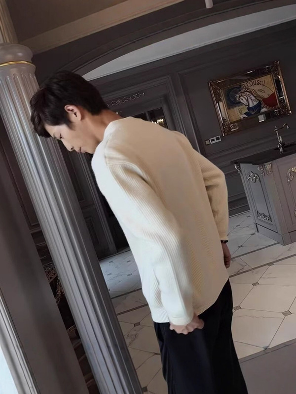 气质立领双拉链开衫男秋冬季复古商务休闲加厚保暖针织衫毛衣外套|undefined
