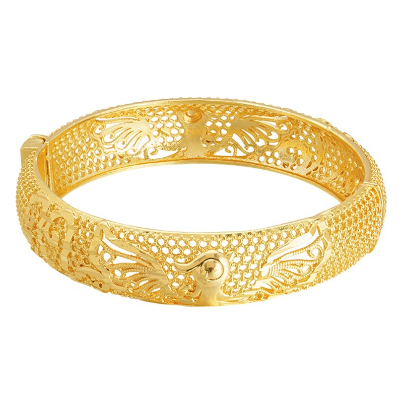 Vietnam arena oro mujer Pavo Real pulsera de ala ancha hebilla nuevo no se desvanece hueco Phoenix textura pulsera antigua suministro