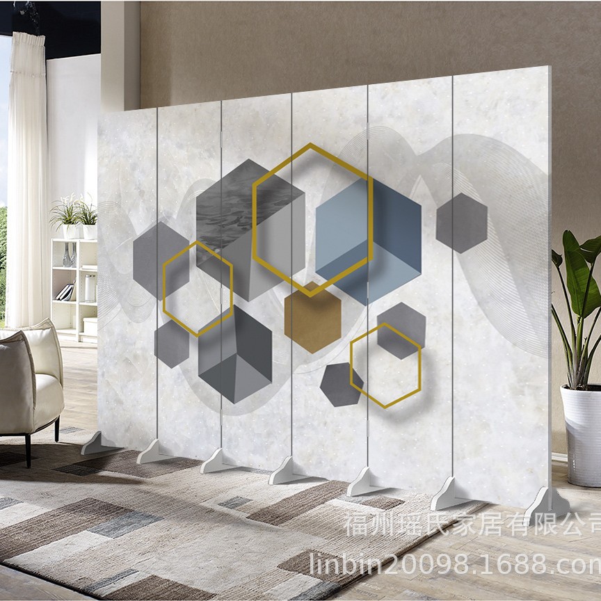 European-style Screen Partition Living Room Folding Mobile Chinese-style Bedroom Shelter Home Beauty Salon Office Double-sided Folding Screen