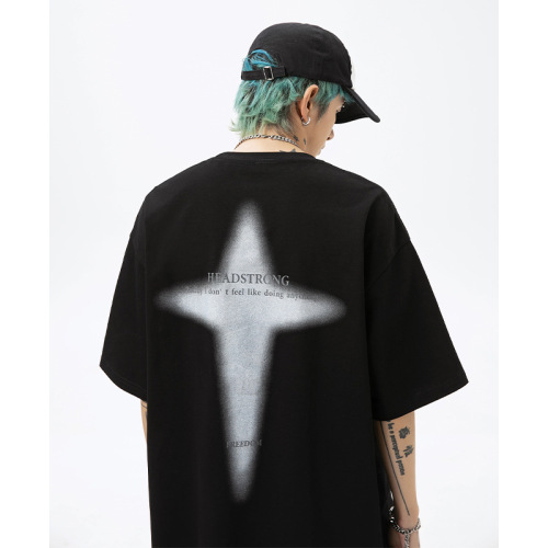Kang Road Men's Apparel American Street Style Short Sleeve T-Shirt Unisex Summer Couple Loose Cotton Trend Brand Print T-Shirt