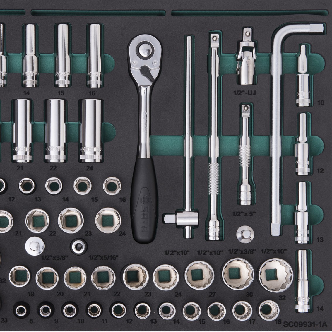 世达368件通用机修工具车組套抽工具车SATA手动维修汽修工具套装