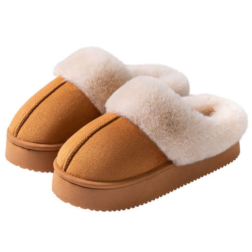 Women's Thick Sole Warm Insulating Anti-Slip Home Outdoor Wear Ins Cotton Slippers Autumn and Winter Winter Warmth