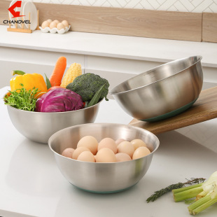 304 stainless steel salad basin silicone base non-slip egg-beating cooking basin Japanese-style baking basin cold noodle bowl kneading basin