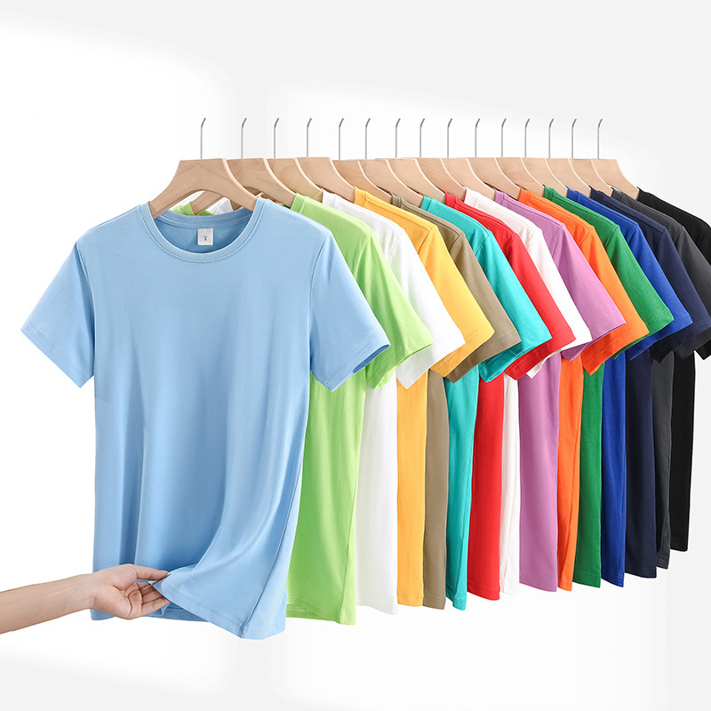 Summer Men's 220g Heavyweight Pure Cotton Short-Sleeved T-Shirt Men's Loose Pure Color Bottoming Shirt Trbottomy Brand T-Shirt White Half-Sleeved