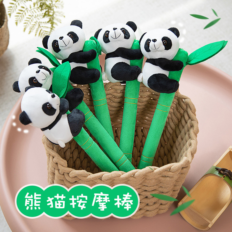 Bambú Polo Panda muñeca Flor de peluche juguete simulación tamaño bambú panda con palo masaje regalo femenino