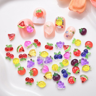 New Cartoon Nail Art Accessories Fruit Mini Cherry Apple Watermelon Three-dimensional Resin Nail Accessories