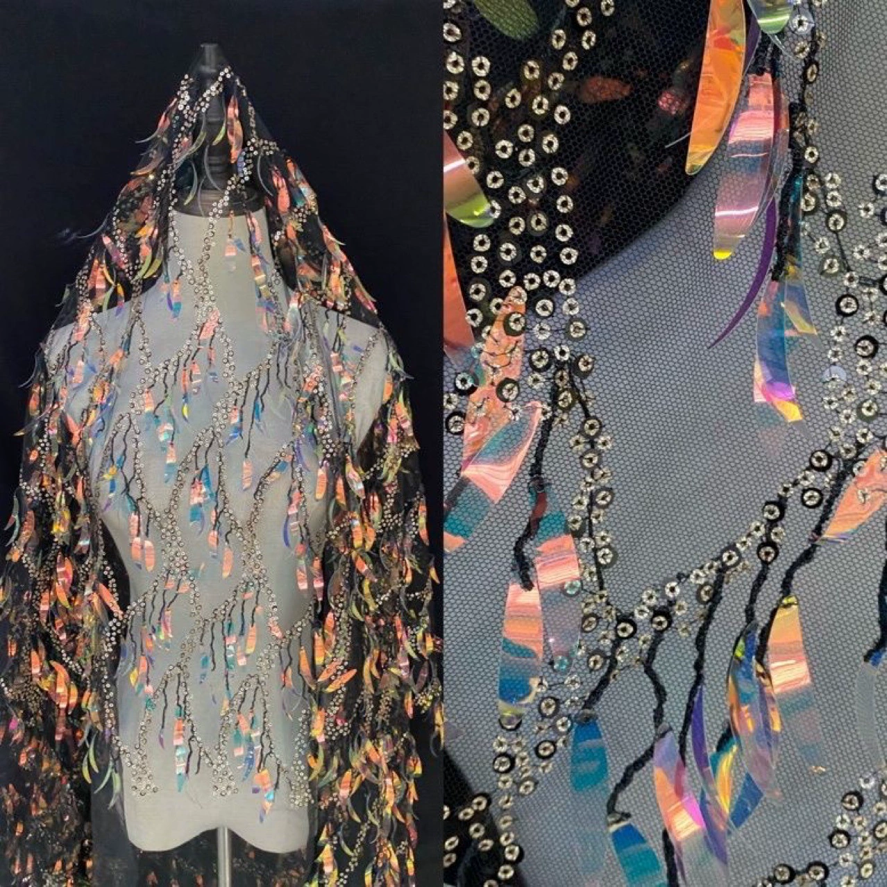 Милайшие ногти sequins, ткань, костюм, черный кружевной улун Да Хонг Пао