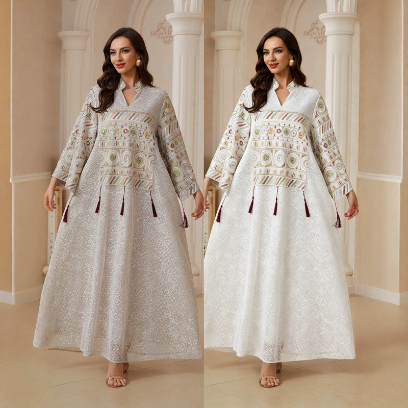 Nc02 Amazon Embroidered Sequin Plus Size Women's Clothing European and American Cross-Border New Style Robe Nc02 Amazon Embroidered Sequin Plus Size Women's Clothing European and American Cross-Border New Style Robe