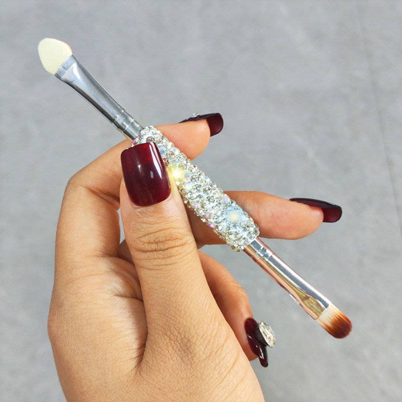 Tume Xiyin Amazon's Popular Diamond-Encrusted Soft-Bristled Double-Headed Makeup Brush Eye Shadow Brush Sponge Concealer Eyebrow Brush Lip Brush