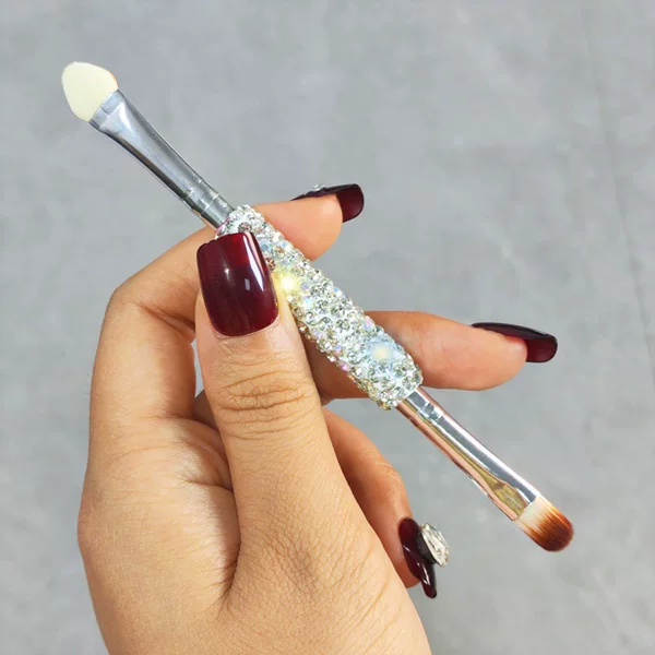 Tume Xiyin Amazon's Popular Diamond-Encrusted Soft-Bristled Double-Headed Makeup Brush Eye Shadow Brush Sponge Concealer Eyebrow Brush Lip Brush