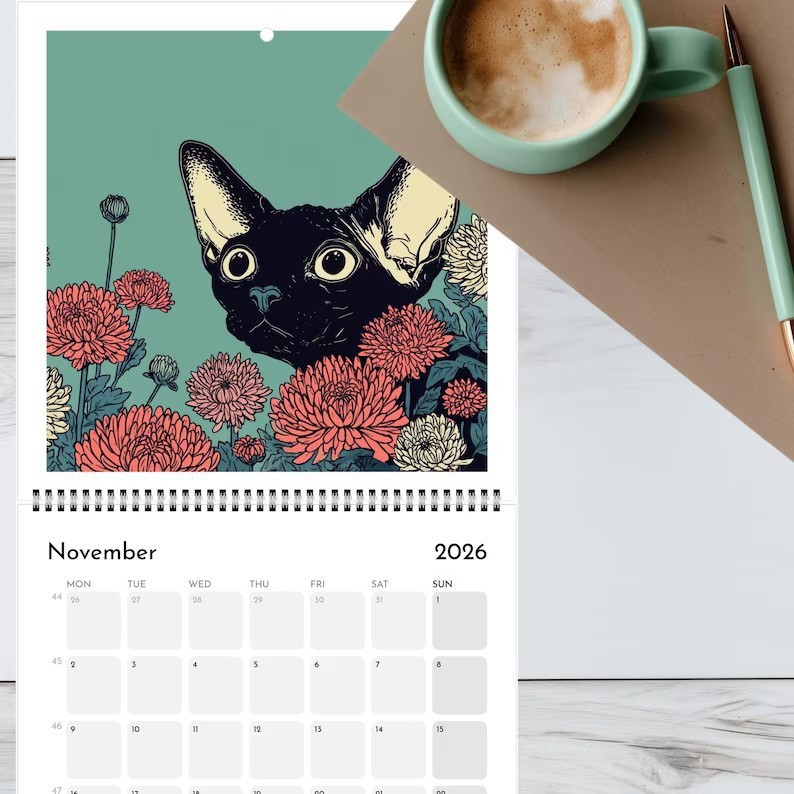 新款Cat Calendar Calendar 2026猫日历2026年日历|undefined