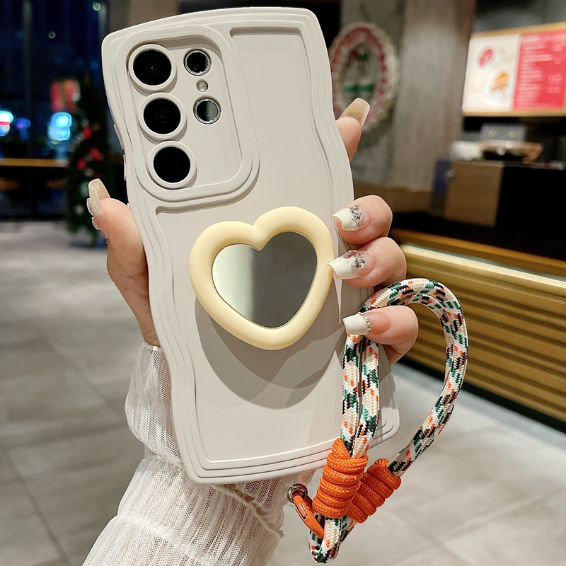 Suitable for Samsung S26Ultra Hand Strap S25 Phone Case A57 Stand A36 Foreign Trade S24+ Heart-Shaped A35/A27